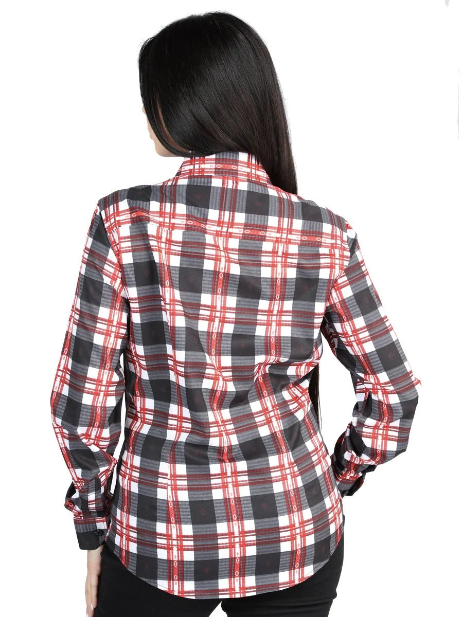 El General Womens  -  Casual Long-Sleeve Shirt - White/Red 44724