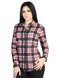 El General Womens  -  Casual Long-Sleeve Shirt - White/Red 44724