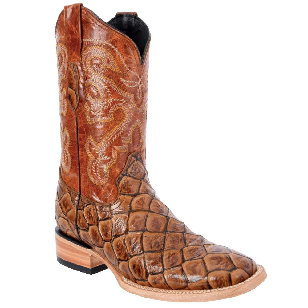 White Diamonds Men's Pirarucu Print Square Toe Rodeo Cowboy Boots – Antizarro