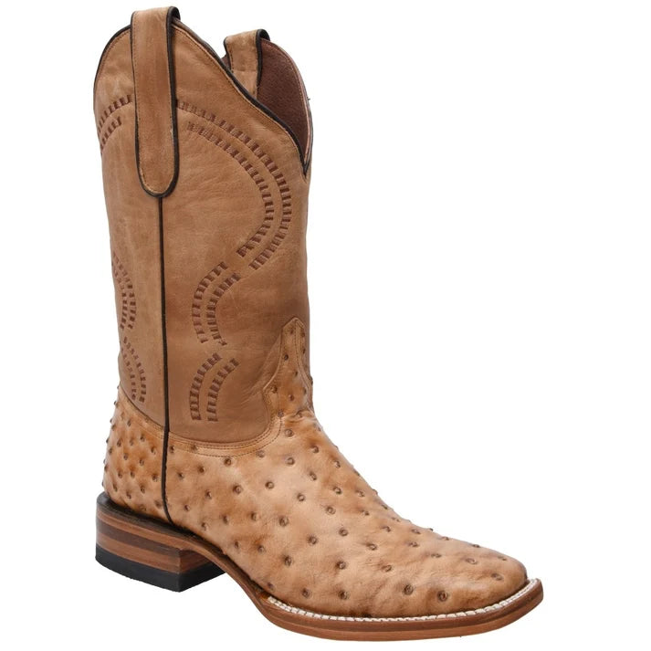 White Diamonds Men's Ostrich Print Square Toe Rodeo Cowboy Boots – Orix