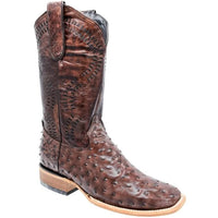 White Diamonds Men's Ostrich Print Square Toe Rodeo Cowboy Boots – Brown