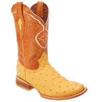 White Diamonds Men's Ostrich Print Square Toe Rodeo Cowboy Boots – Butter