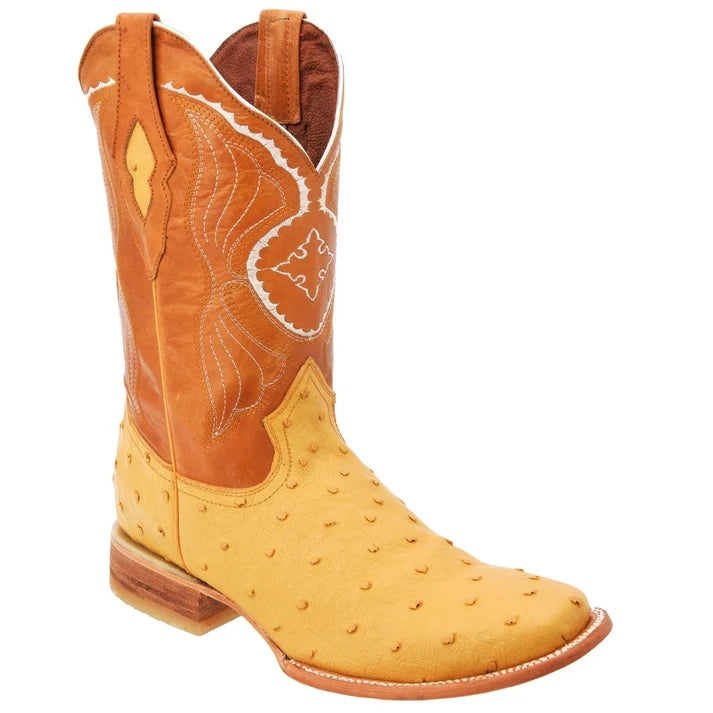 White Diamonds Men's Ostrich Print Square Toe Rodeo Cowboy Boots – Butter