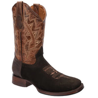 White Diamonds Men's Crazy Leather Square Toe Rodeo Cowboy Boots – Brown