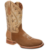 White Diamonds Men's Crazy Leather Square Toe Rodeo Cowboy Boots – Sand