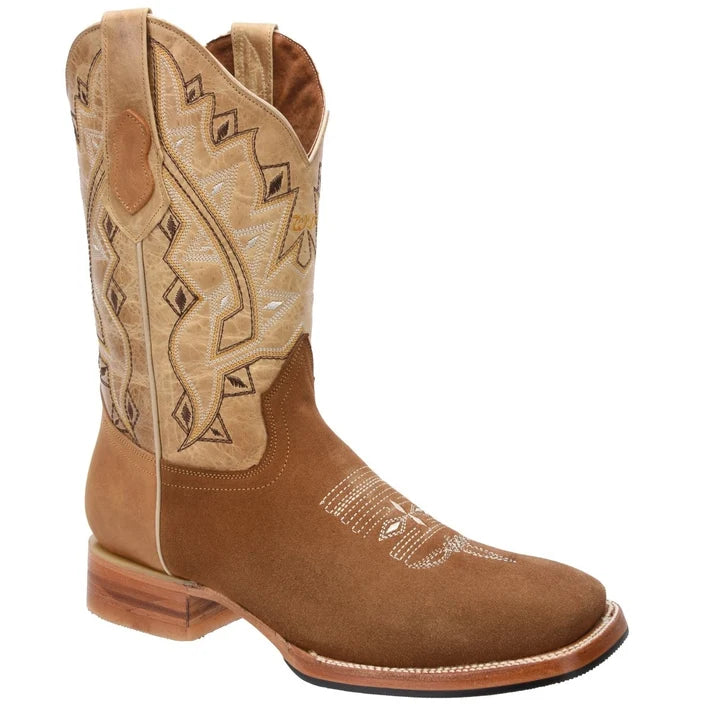 White Diamonds Men's Crazy Leather Square Toe Rodeo Cowboy Boots – Sand