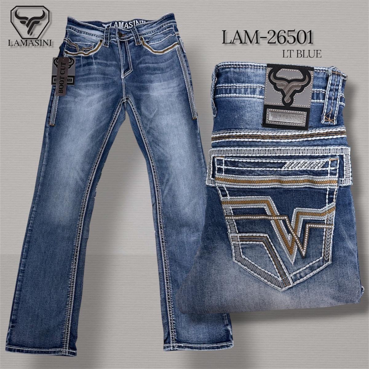 Men's Boot Cut Western Jeans – Stretch Denim Cowboy Pants – Light Blue 26501