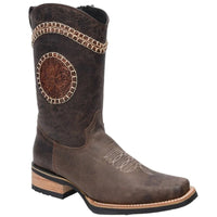 White Diamonds Men's Woven Crazy Leather Square Toe Rodeo Boots – Brown
