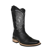 White Diamonds Men's Napa Leather Square Toe Rodeo Cowboy Boots – Black