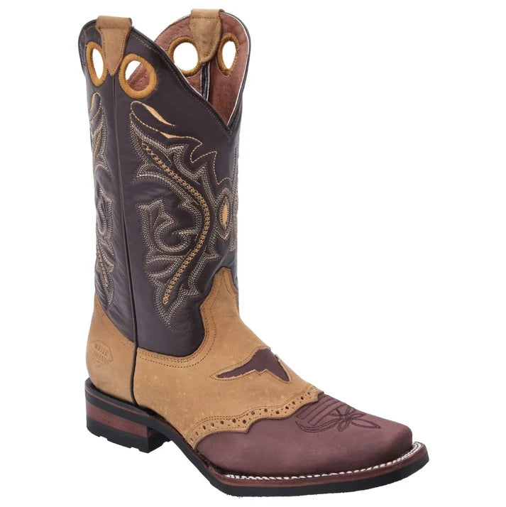 White Diamonds Men's Napa Leather Square Toe Rodeo Cowboy Boots – Brown