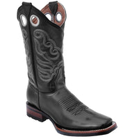 White Diamonds Men's Napa Leather Square Toe Rodeo Cowboy Boots – Black