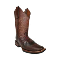 White Diamonds Men's Woven Leather Square Toe Rodeo Cowboy Boots – Brown