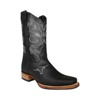White Diamonds Men's Napa Leather Square Toe Rodeo Cowboy Boots – Black