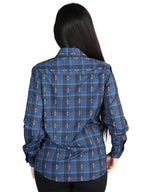 El General Womens  -  Casual Long-Sleeve Shirt - Black/Blue 44721