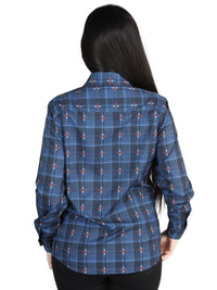 El General Womens  -  Casual Long-Sleeve Shirt - Black/Blue 44721