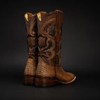 Men’s Rodeo Cartie Python Print Snakeskin Square Toe Boots - Honey