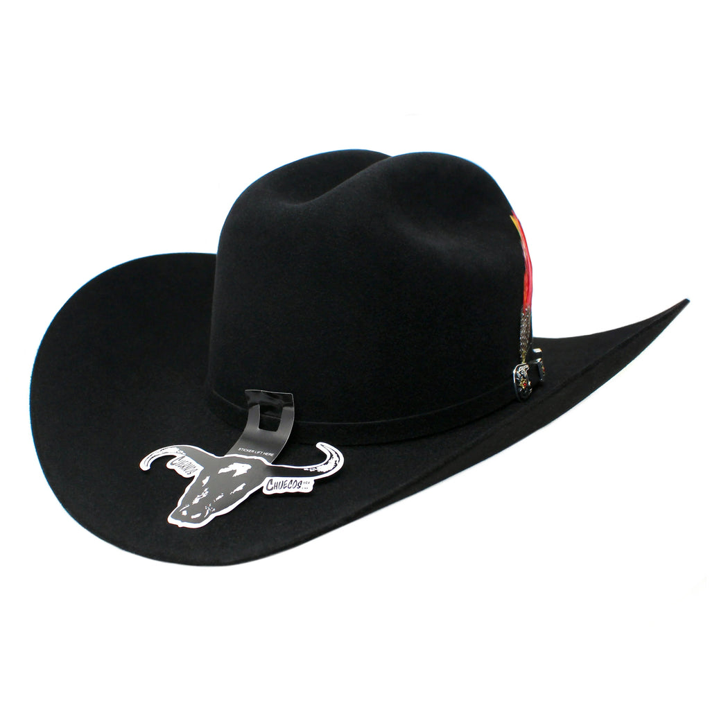Texana Cuernos Chuecos 30X Sinaloa Style Beaver Felt Western Cowboy Hat - Black