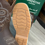 Patron Men’s Cowboy Work Boots, Crazy Horse Leather with Steel Toe and Embroidered Shaft, Square Steel Toe - Brown
