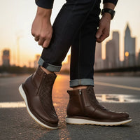 White Diamonds Men's Laser-Cut Nubuck Zip Ankle Boots – Brown