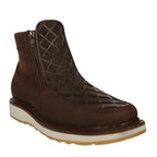 White Diamonds Men's Laser-Cut Nubuck Zip Ankle Boots – Brown