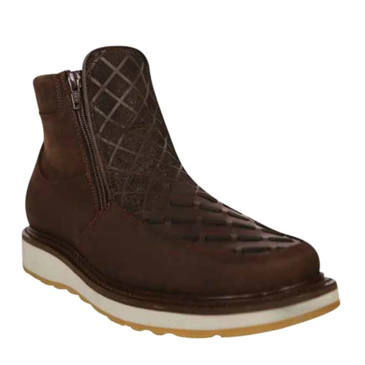 White Diamonds Men's Laser-Cut Nubuck Zip Ankle Boots – Brown