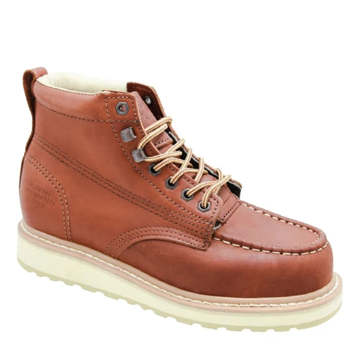 White Diamonds Men's Leather Moc-Toe Work Boots – Honey