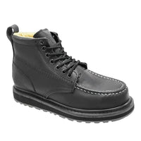 White Diamonds Men's Leather Moc-Toe Work Boots – Black