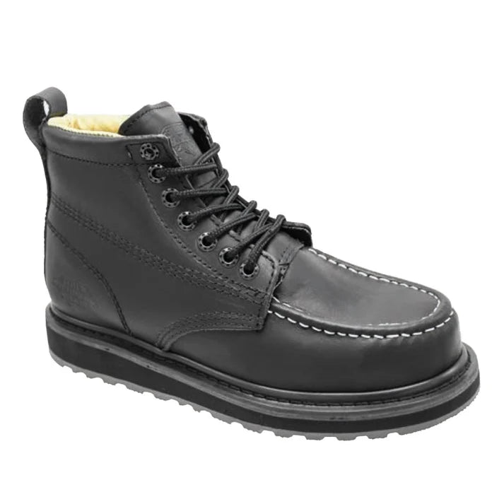 White Diamonds Men's Leather Moc-Toe Work Boots – Black