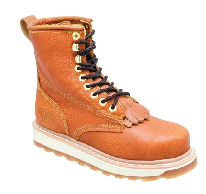 White Diamonds Men's Leather Lace-Up Work Boots – Gold