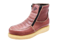 White Diamonds Men's Leather Zip Work Boots – Brown