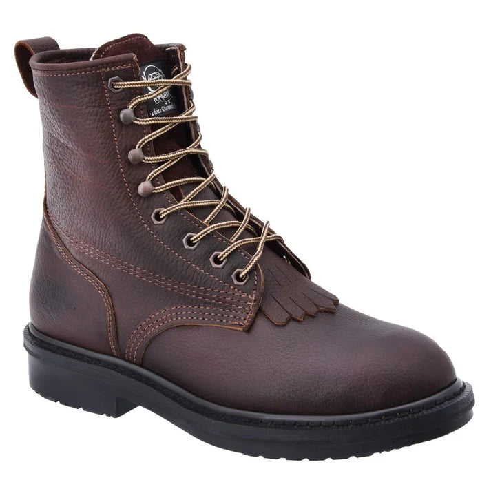 White Diamonds Men's Leather Lace-Up Work Boots – Brown