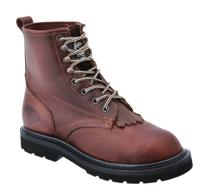 White Diamonds Men's Leather Lace-Up Work Boots – Brown