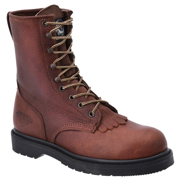 White Diamonds Men's Leather Lace-Up Work Boots – Brown