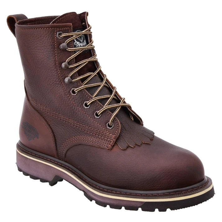 White Diamonds Men's Leather Lace-Up Work Boots – Brown