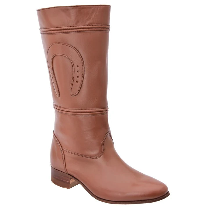White Diamonds Women's Napa Leather Escaramuza Tall Riding Boots – Tobacco