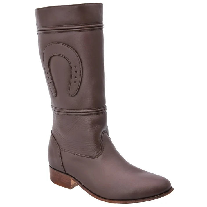 White Diamonds Women's Napa Leather Escaramuza Tall Riding Boots – Brown