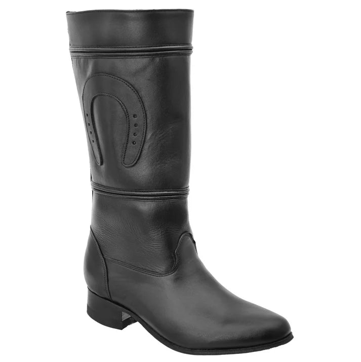 White Diamonds Women's Napa Leather Escaramuza Tall Riding Boots – Black