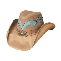 Bullhide CASCADE RANGE Top Grain Leather Cowboy Hat - Camel/Turquoise