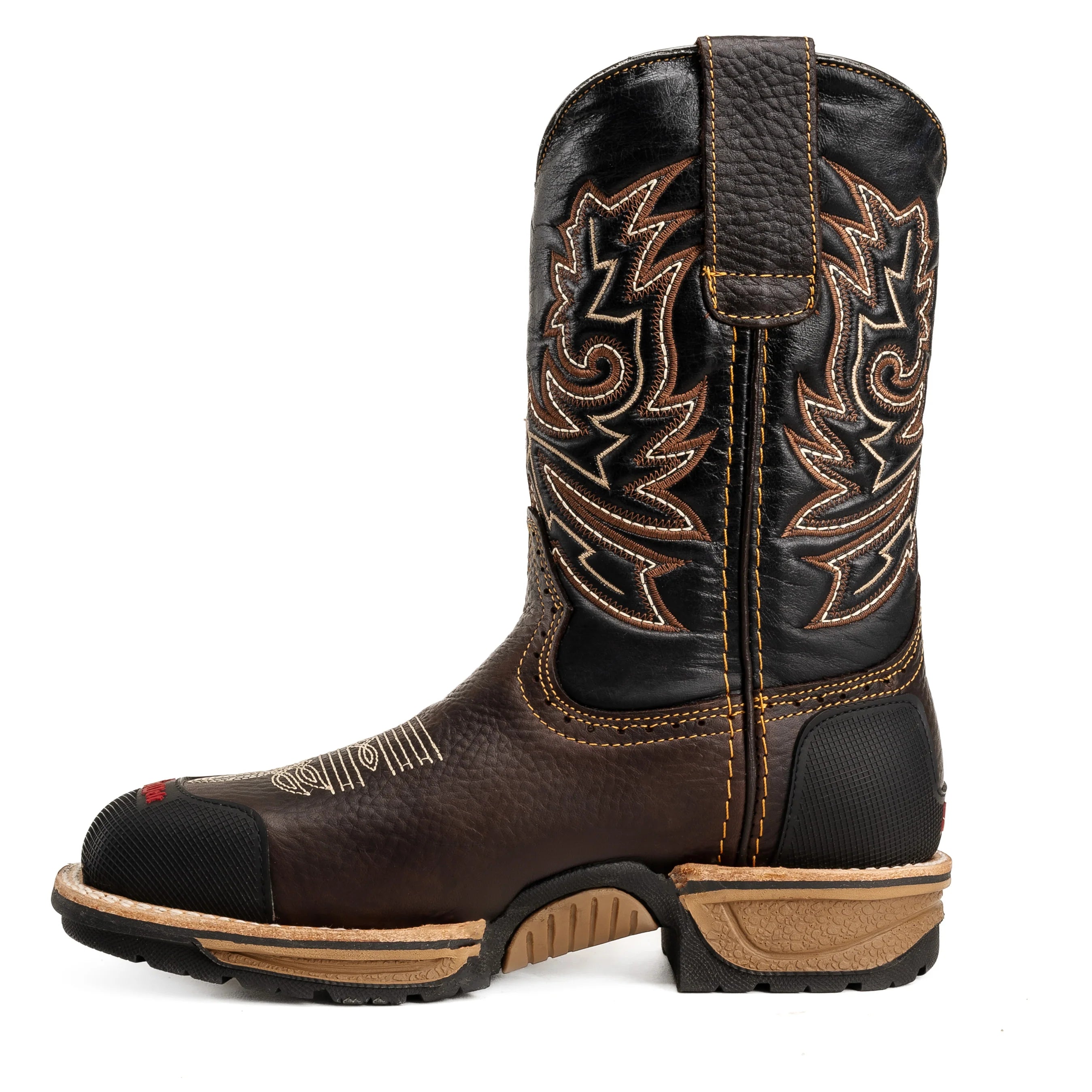 King Welt Buffalo 4020 Steel Toe Square Toe Western Work Boots - Brown
