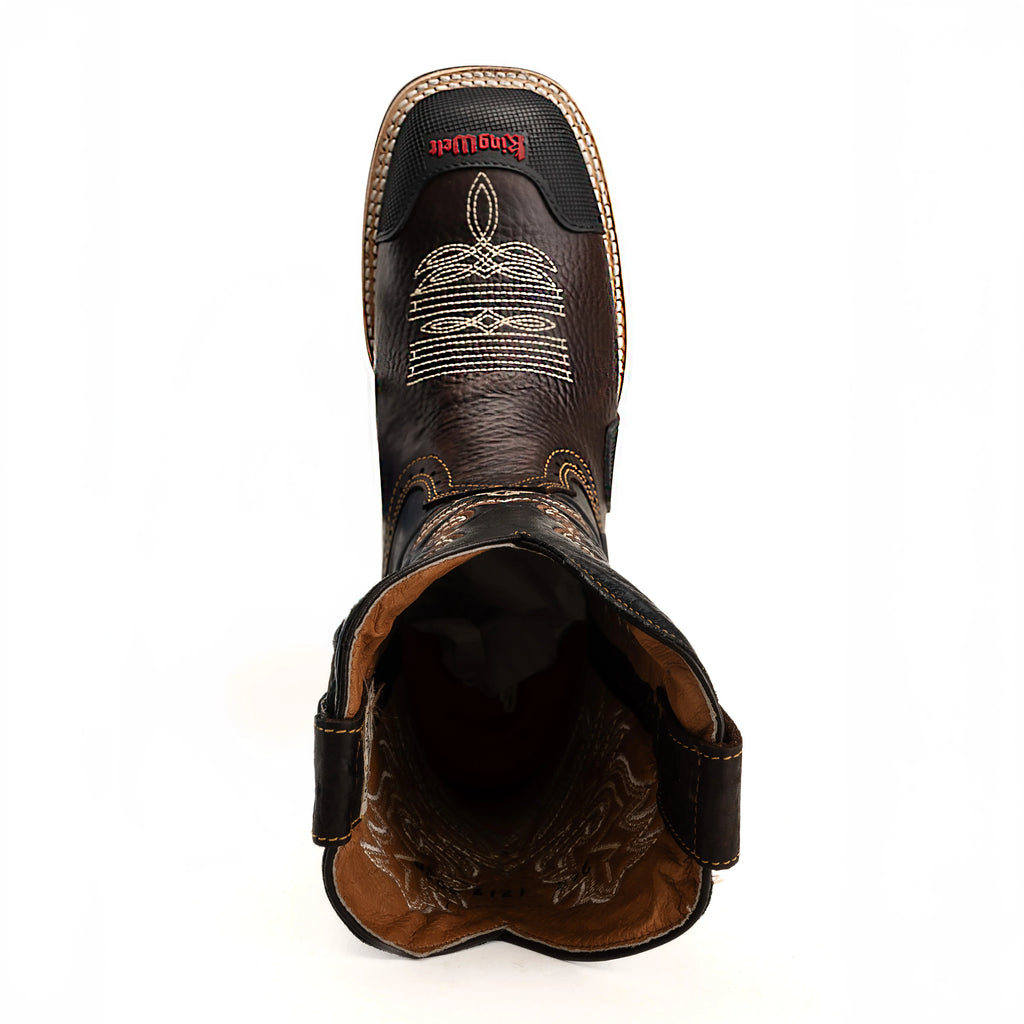 King Welt Buffalo 4020 Steel Toe Square Toe Western Work Boots - Brown