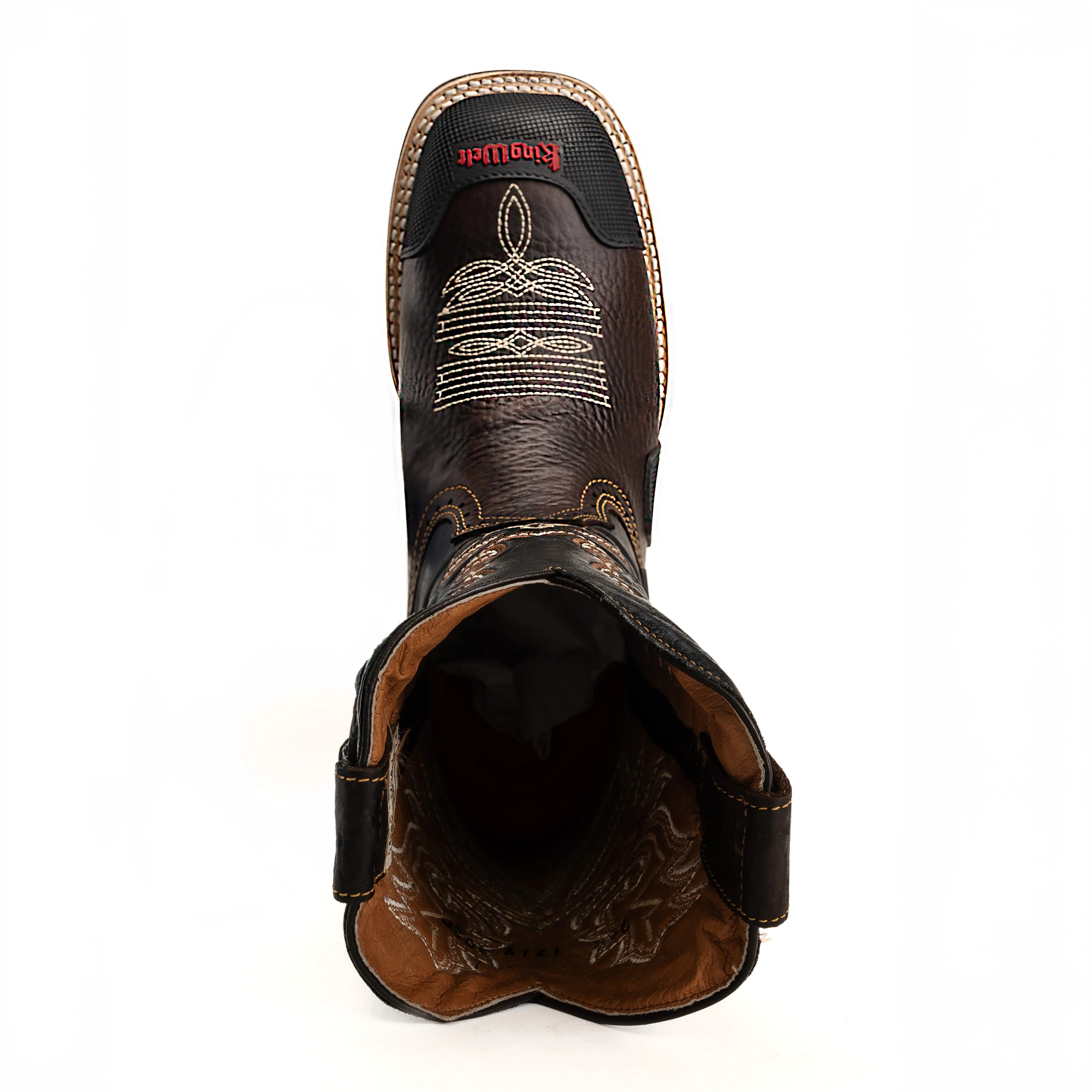 King Welt Buffalo 4020 Steel Toe Square Toe Western Work Boots - Brown