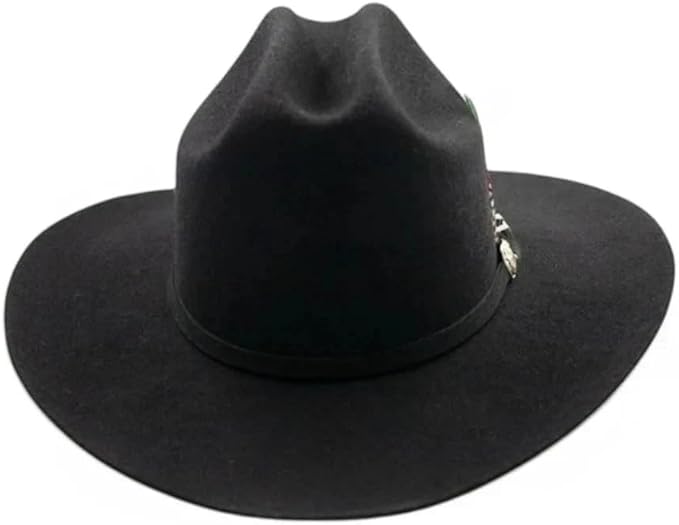 Men’s White Diamonds 200X Carin Leon Style Western Cowboy Fur Felt Hat - Black