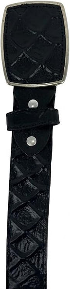 Pirarucu Monster Fish Print Western Belt with Removable Buckle - Black