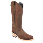 White Diamonds Women's Embroidered Square Toe Rodeo Cowgirl Boots – Brown