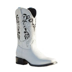 White Diamonds Women's Embroidered Leather Square Toe Cowgirl Boots – White