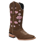 White Diamonds Women's Rose Embroidered Nubuck Square Toe Cowgirl Boots – Tobacco
