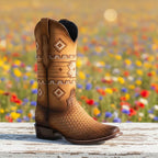 White Diamonds Women's Woven Leather Square Toe Rodeo Cowgirl Boots – Smoke Taupe
