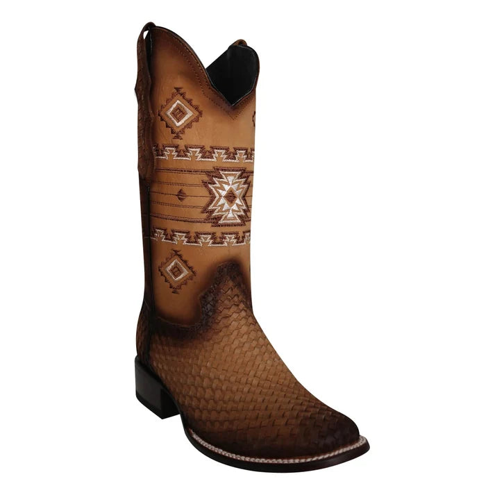 White Diamonds Women's Woven Leather Square Toe Rodeo Cowgirl Boots – Smoke Taupe