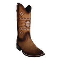 White Diamonds Women's Woven Leather Square Toe Rodeo Cowgirl Boots – Smoke Taupe