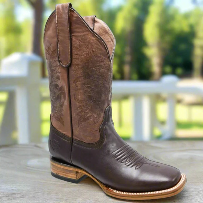 White Diamonds Women's Napa Leather Square Toe Rodeo Cowgirl Boots – Brown